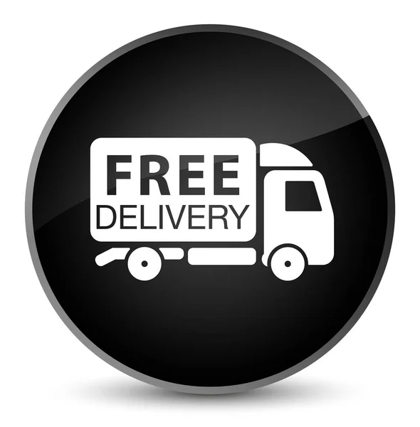 Free delivery truck icon elegant black round button — Stock Photo, Image