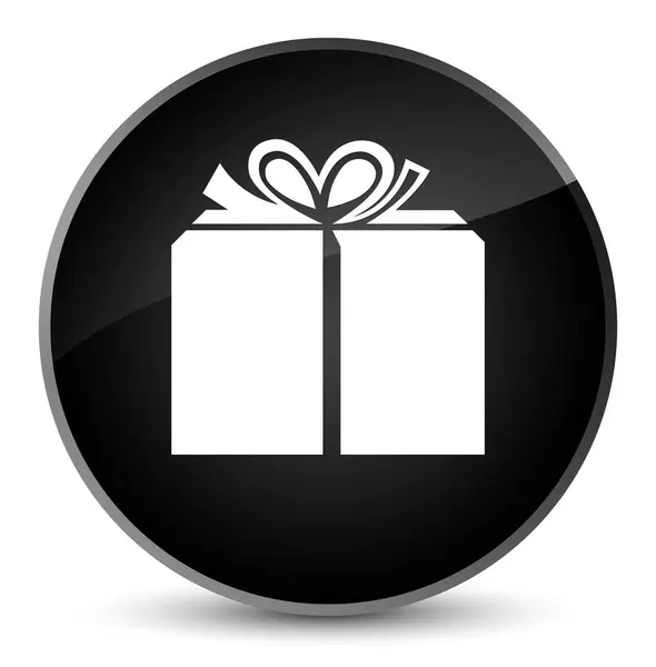 선물 상자 아이콘 우아한 블랙 라운드 버튼 — 스톡 사진