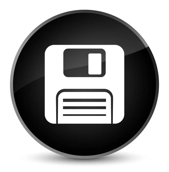 Ícone de disquete elegante botão redondo preto — Fotografia de Stock