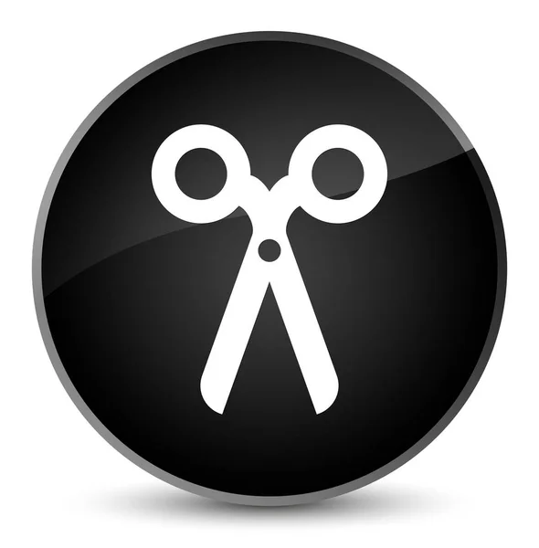 Scheren-Symbol eleganter schwarzer runder Knopf — Stockfoto
