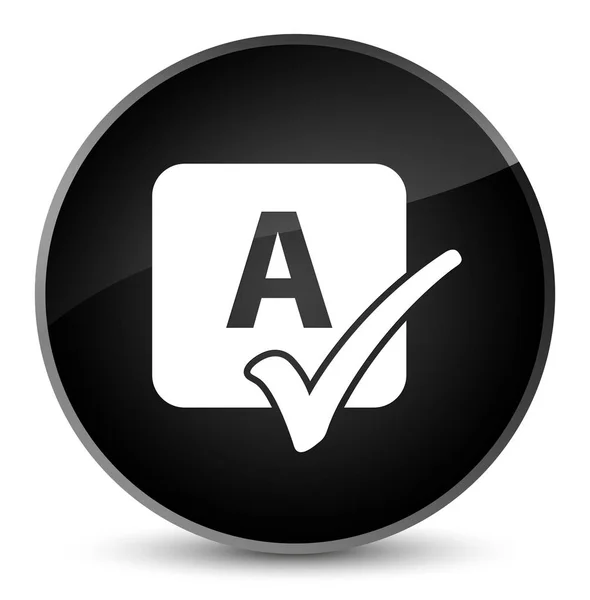 Sortilegio icono de verificación elegante botón redondo negro — Foto de Stock