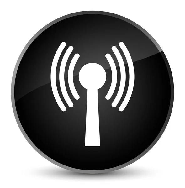 WLAN ağ simgesini zarif siyah yuvarlak düğmesi — Stok fotoğraf