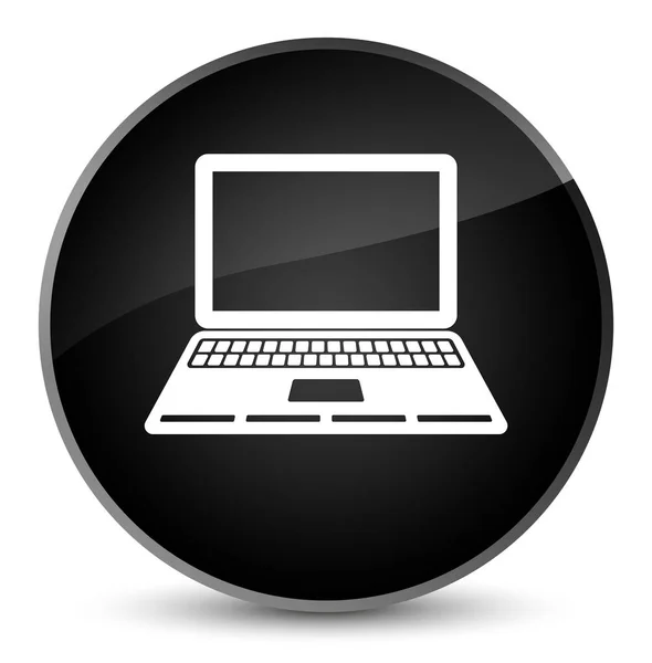 Icono del ordenador portátil elegante botón redondo negro — Foto de Stock