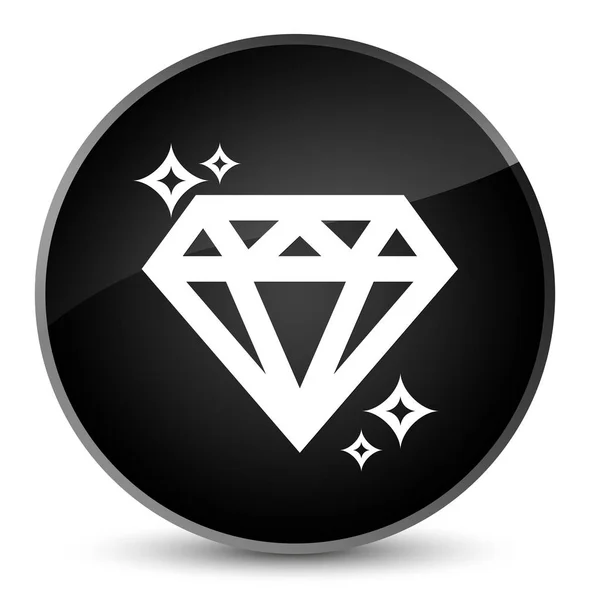 Ícone de diamante elegante botão redondo preto — Fotografia de Stock