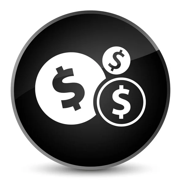 Finansów znak dolara ikona elegancki czarny okrągły przycisk — Zdjęcie stockowe