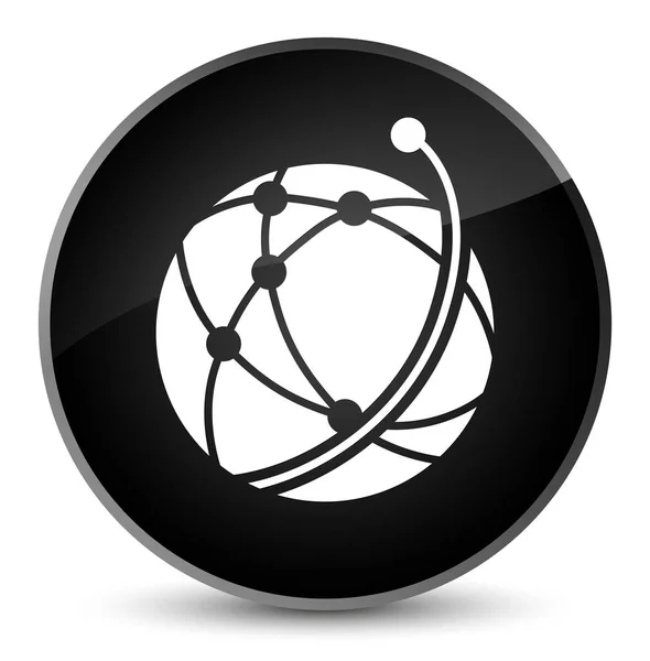 グローバル ネットワーク アイコン エレガントな黒い丸いボタン — ストック写真
