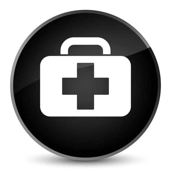 의료 가방 아이콘 우아한 블랙 라운드 버튼 — 스톡 사진