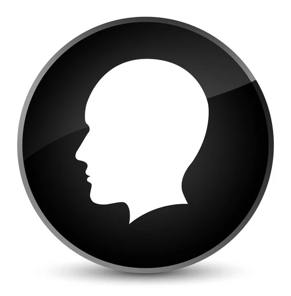 Hlava muže čelí elegantní černé kulaté tlačítko — Stock fotografie