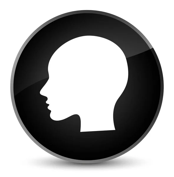 머리 여자 얼굴 아이콘 우아한 블랙 라운드 버튼 — 스톡 사진