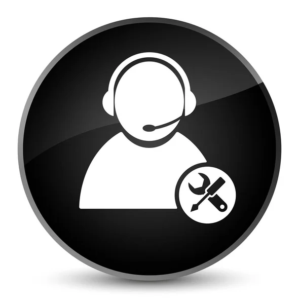 Icono de soporte técnico elegante botón redondo negro — Foto de Stock
