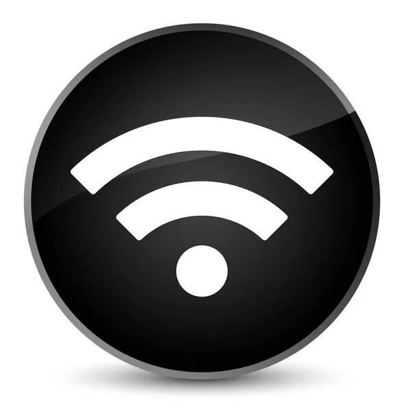 WiFi ikona elegancki czarny okrągły przycisk — Zdjęcie stockowe