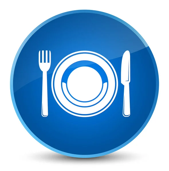 Ikon piring makanan elegan tombol bundar biru — Stok Foto