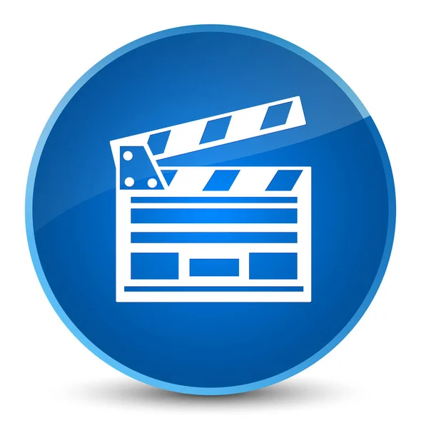 Ícone clipe de cinema elegante botão redondo azul — Fotografia de Stock