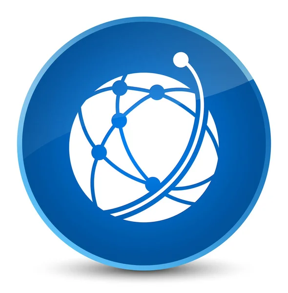 Icona di rete globale elegante pulsante rotondo blu — Foto Stock