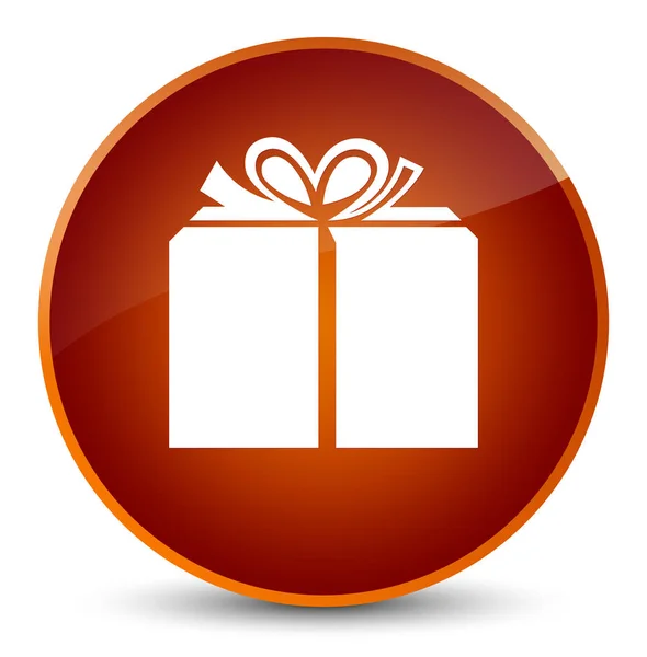 礼品盒图标优雅棕色圆形按钮 — 图库照片