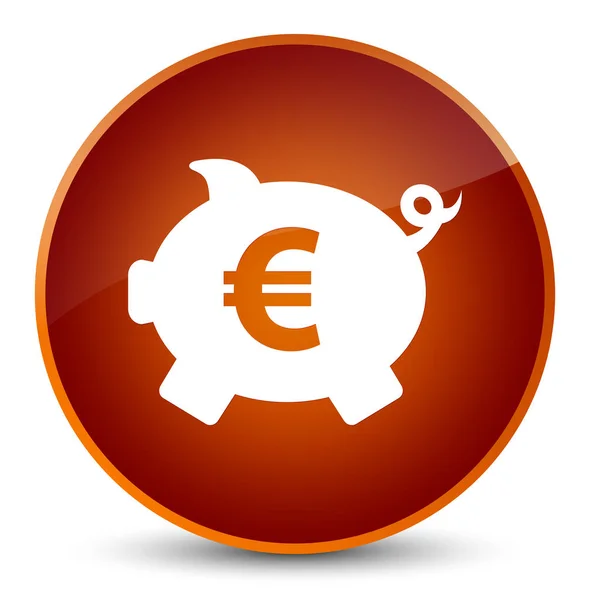 Piggy bank euro sign icon elegant brown round button