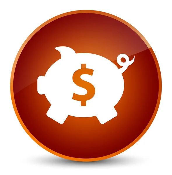 Piggy banco dólar sinal ícone elegante marrom botão redondo — Fotografia de Stock