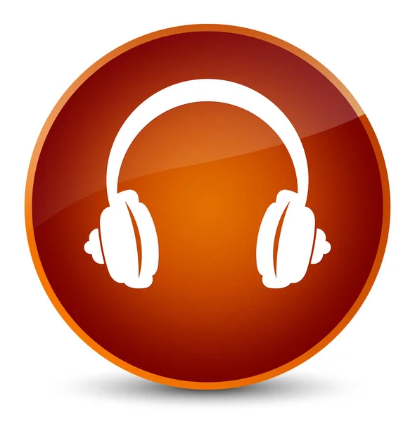 Fejhallgató ikon elegáns barna kerek gomb — Stock Fotó