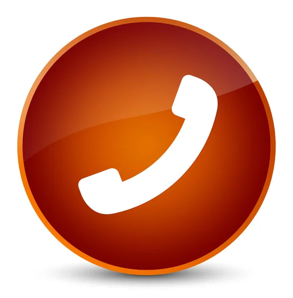 Telefon ikon elegáns barna kerek gomb — Stock Fotó