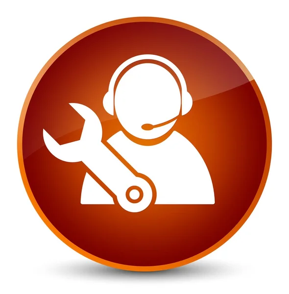 Tech support icon elegant brown round button — Stock Photo, Image