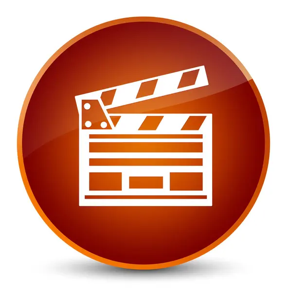 Ícone clipe de cinema elegante botão redondo marrom — Fotografia de Stock