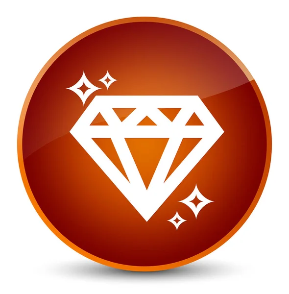 Icona diamante elegante pulsante rotondo marrone — Foto Stock