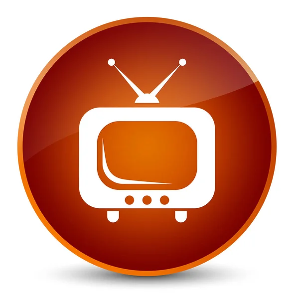 Przycisk okrągły brązowy ikona elegancki TV — Zdjęcie stockowe