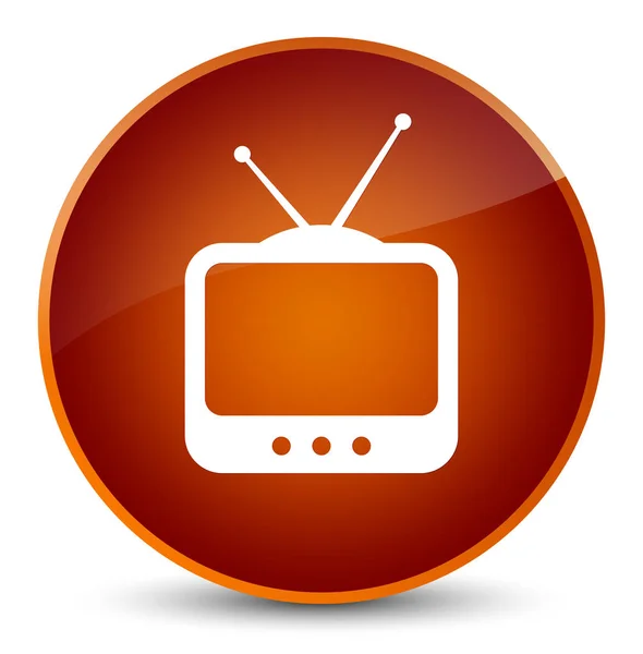 TV ikon elegáns barna kerek gomb — Stock Fotó