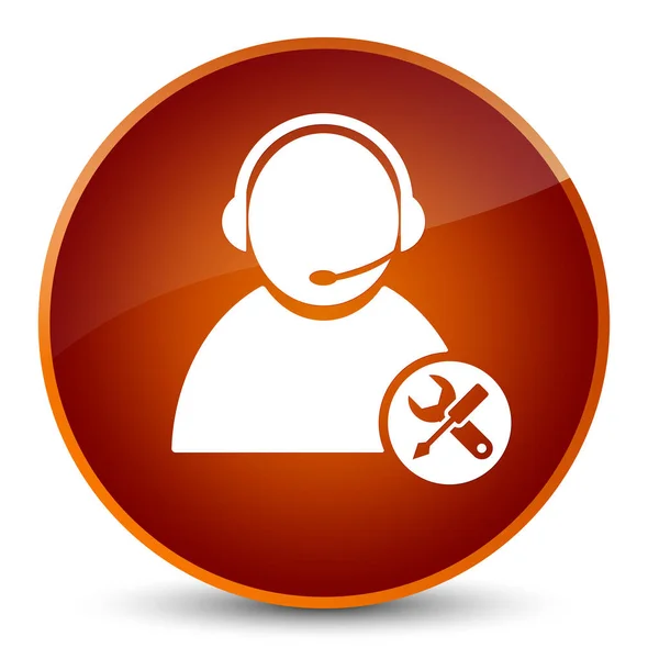 Tech support icon elegant brown round button — Stock Photo, Image