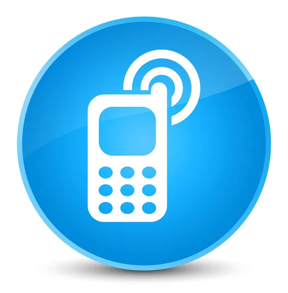 Tocando ícone celular elegante ciano azul botão redondo — Fotografia de Stock