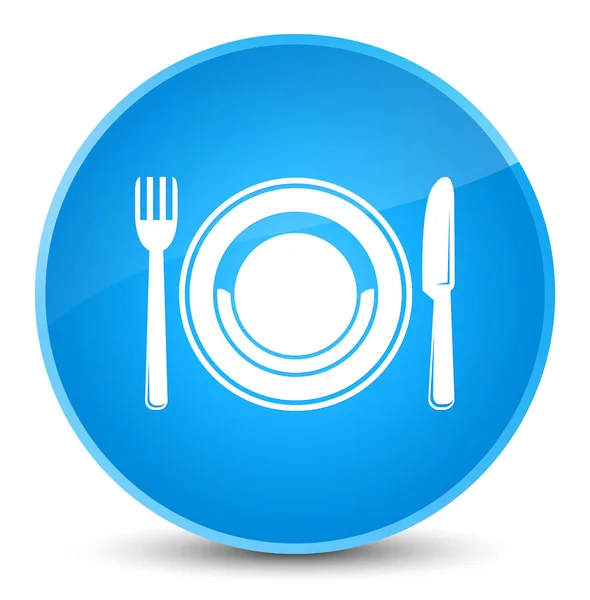 Lebensmittelteller Symbol elegant cyanblau runde Taste — Stockfoto