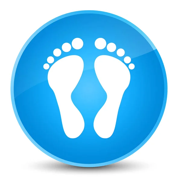 Footprint icon elegant cyan blue round button — Stock Photo, Image