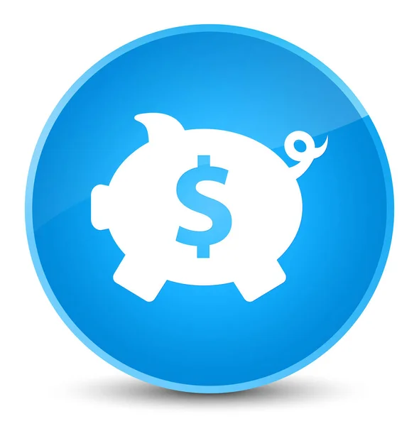 小猪银行美元符号图标优雅青色蓝色圆形按钮 — 图库照片