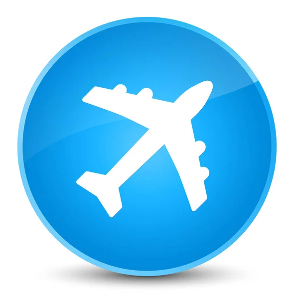 Plane icon elegant cyan blue round button — Stock Photo, Image