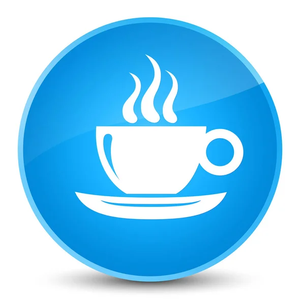 Icono de taza de café elegante botón redondo azul cian —  Fotos de Stock