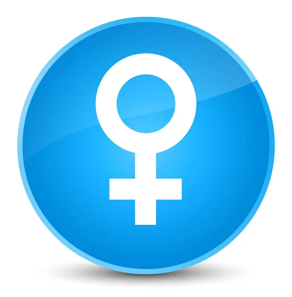 Icône signe féminin bouton rond bleu cyan élégant — Photo