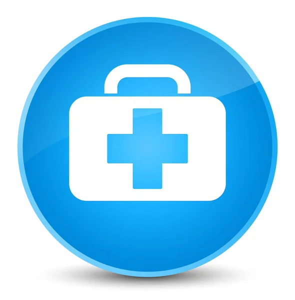 Значок медичної сумки елегантна блакитна кругла кнопка — стокове фото