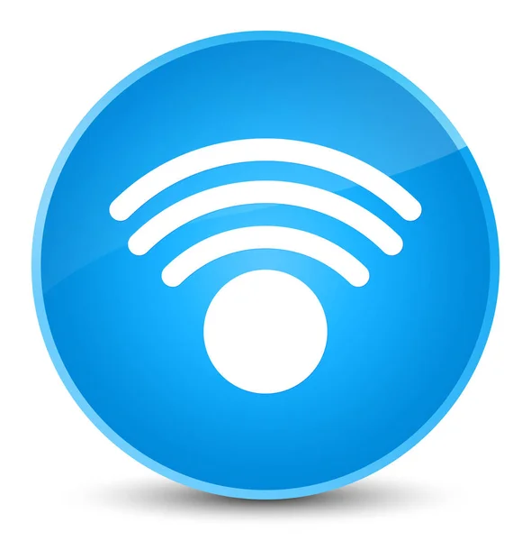 Ícone Wi-Fi elegante botão redondo azul ciano — Fotografia de Stock