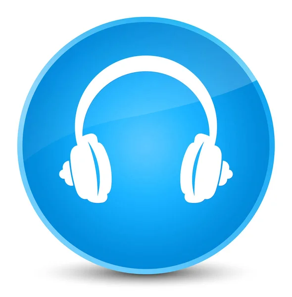 Fejhallgató ikon elegáns cián kék kerek gomb — Stock Fotó