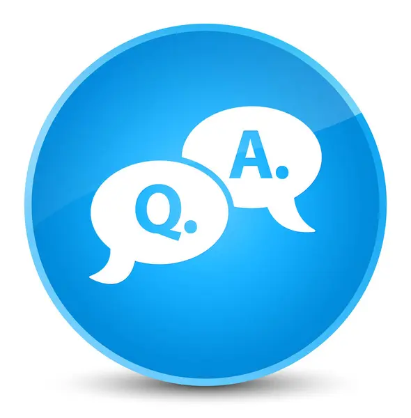 Pergunta resposta ícone bolha elegante ciano azul botão redondo — Fotografia de Stock
