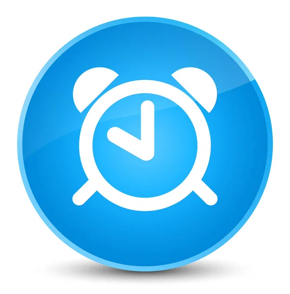 Despertador icono reloj elegante botón redondo azul cian —  Fotos de Stock