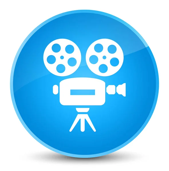 Ícone da câmera de vídeo elegante botão redondo azul ciano — Fotografia de Stock