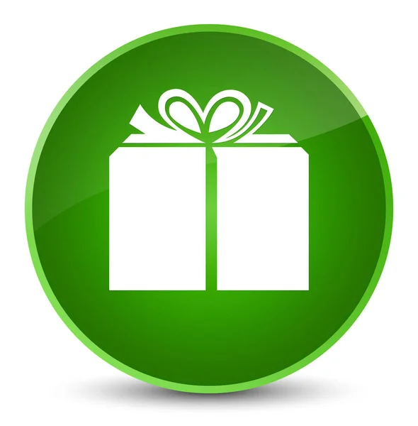Gift box icon elegant green round button — Stock Photo, Image