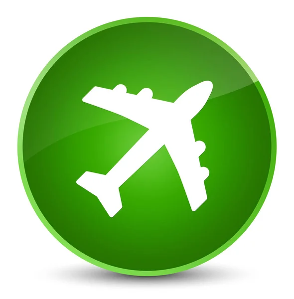 飛行機アイコン エレガントな緑色の丸ボタン — ストック写真