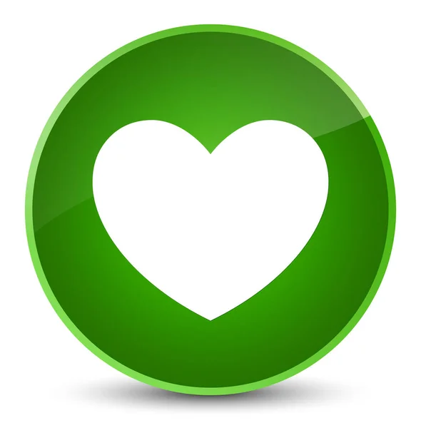 ハート型アイコンのエレガントな緑丸ボタン — ストック写真