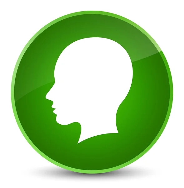 Cabeza cara femenina icono elegante botón redondo verde — Foto de Stock