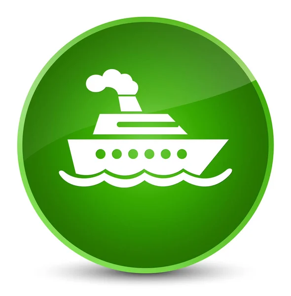 Crucero icono del barco elegante botón redondo verde —  Fotos de Stock