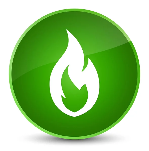 Ícone de chama de fogo elegante botão redondo verde — Fotografia de Stock