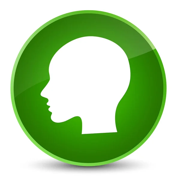 Baş kadın yüz simgesi zarif yeşil yuvarlak düğmesi — Stok fotoğraf
