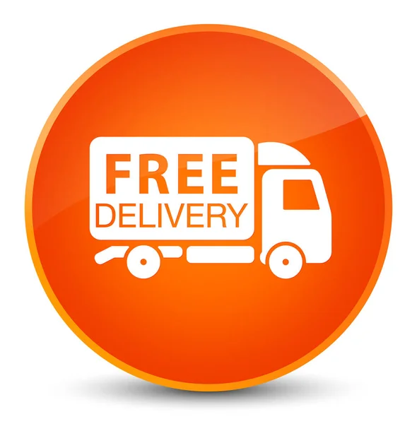 Consegna gratuita camion icona elegante arancio pulsante rotondo — Foto Stock